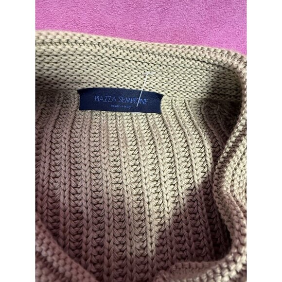 Piazza Sempione taupe crochet knit sweater blazer sz 46(US 12) designer Italian - Picture 2 of 7